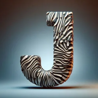 Zebra leather — letter J