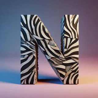 Zebra leather — letter N