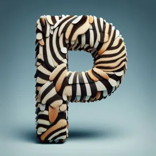 Zebra leather — letter P