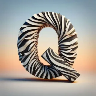 Zebra leather — letter Q