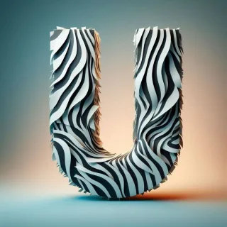 Zebra leather — letter U