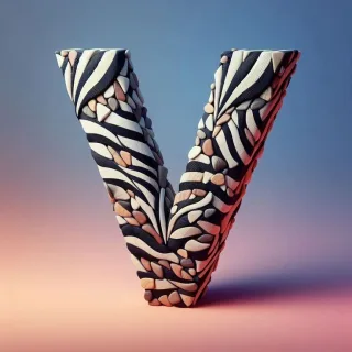 Zebra leather — letter V