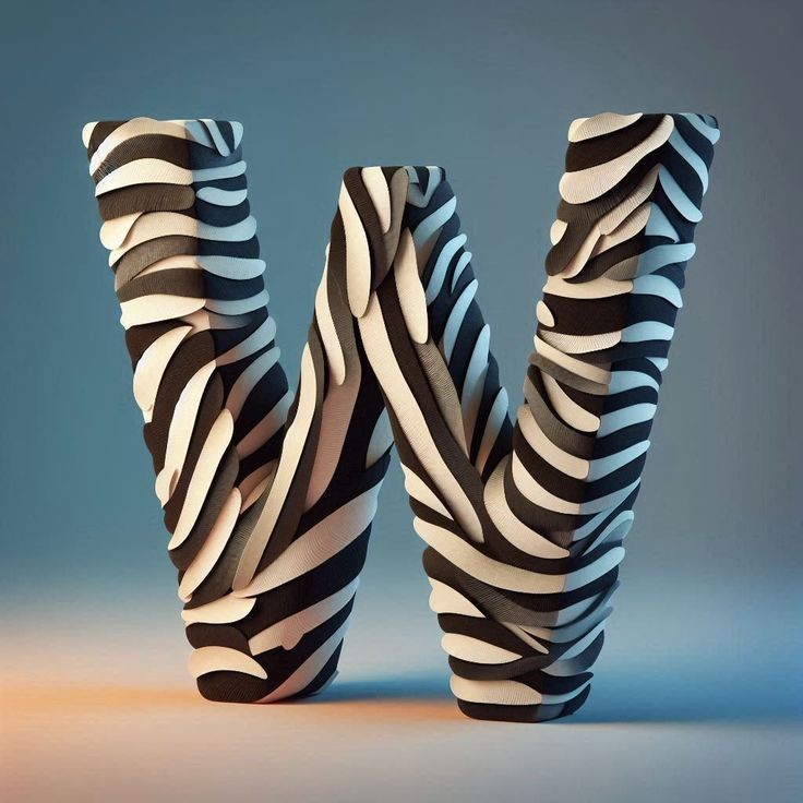 Zebra leather — letter W