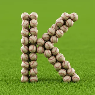 Baseballs — litera K (wariant 2)