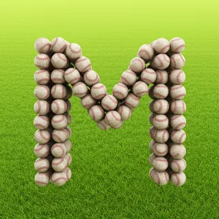 Baseballs — litera M (wariant 2)