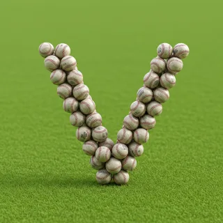 Baseballs — litera V (wariant 2)