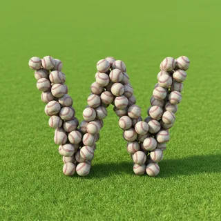 Baseballs — litera W (wariant 2)