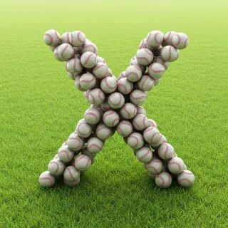 Baseballs — litera X (wariant 2)