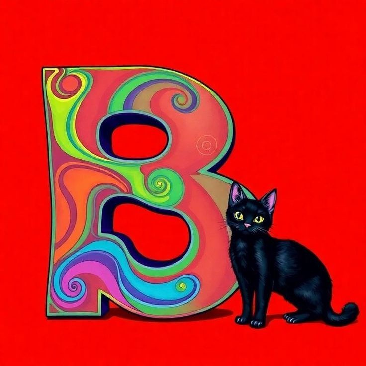Black cat — litera B