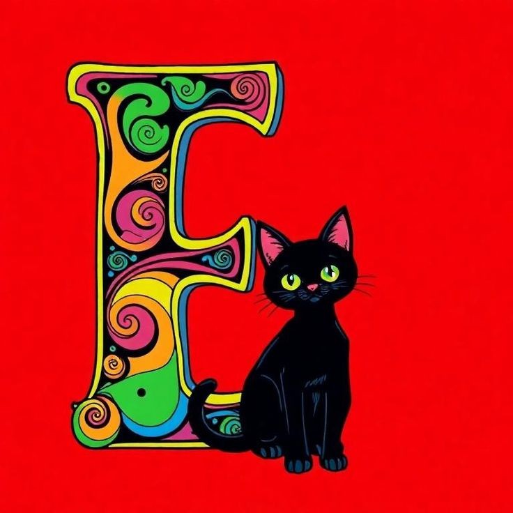 Black cat — litera E
