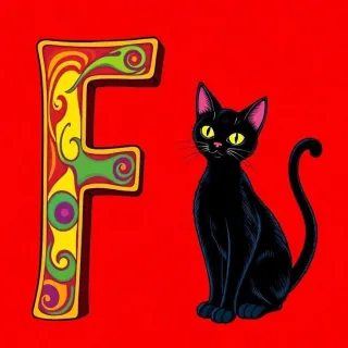 Black cat — litera F