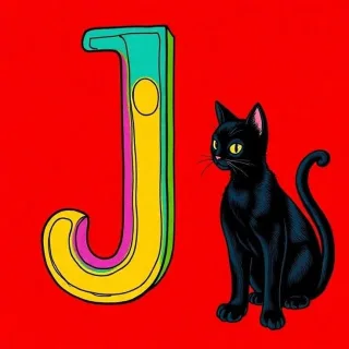 Black cat — litera J