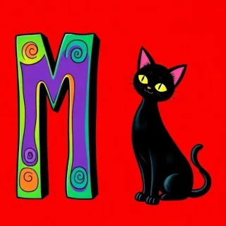 Black cat — litera M