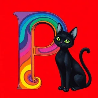 Black cat — litera P