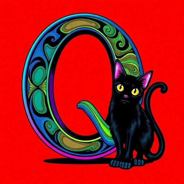 Black cat — litera Q