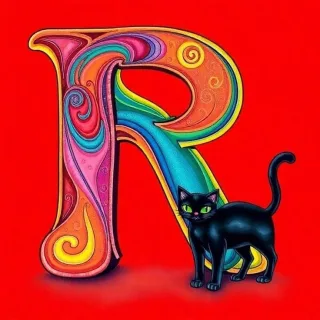 Black cat — litera R