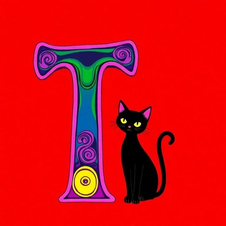 Black cat — litera T
