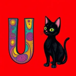 Black cat — litera U