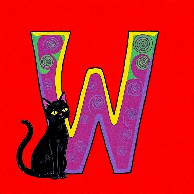 Black cat — litera W