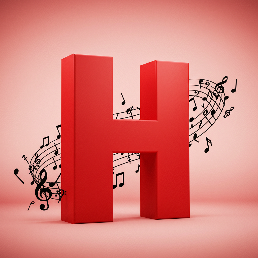 Black music notes 2 — litera H (wariant 2)