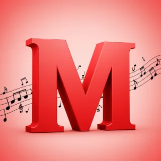 Black music notes 2 — litera M (wariant 2)