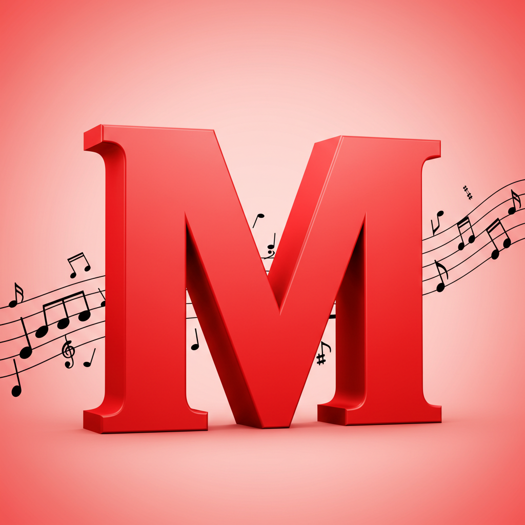 Black music notes 2 — litera M (wariant 2)