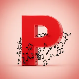 Black music notes 2 — litera P (wariant 2)
