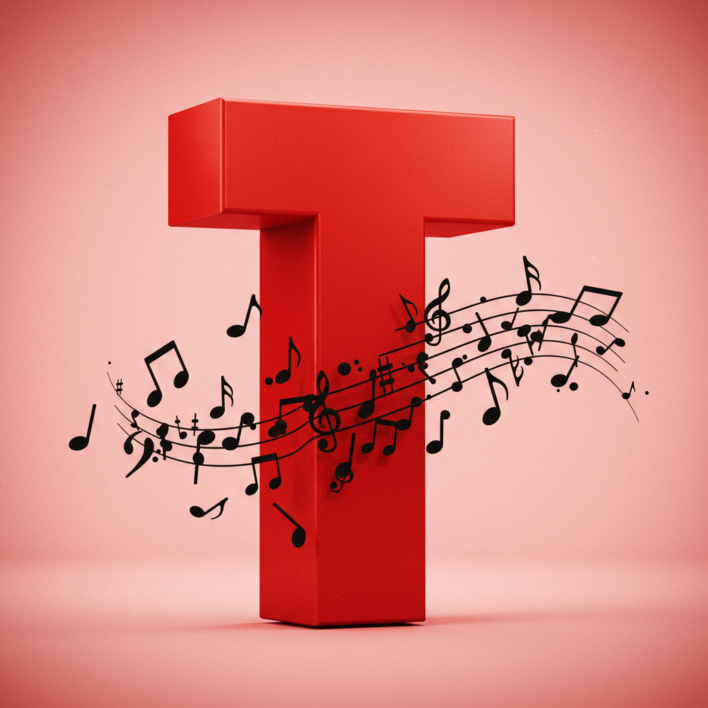 Black music notes 2 — litera T (wariant 2)