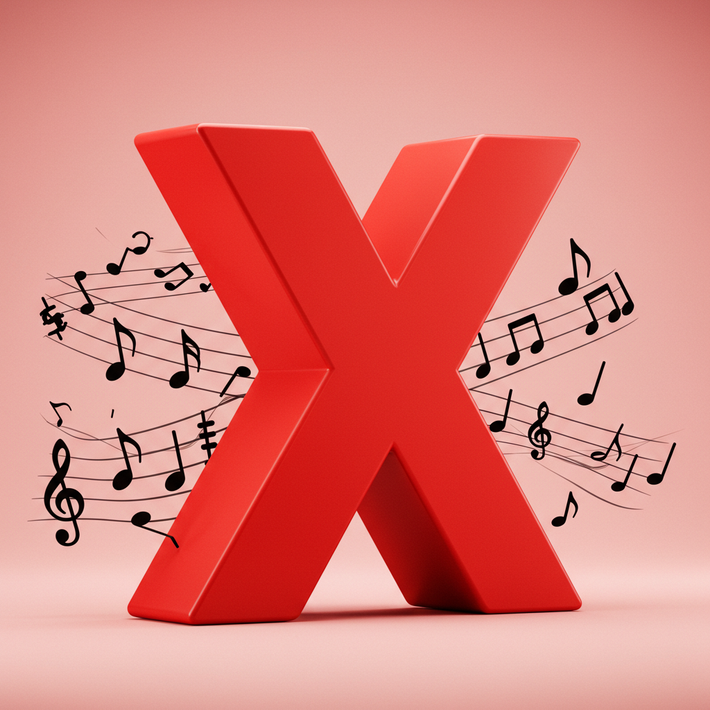 Black music notes 2 — litera X (wariant 2)