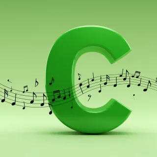 Black music notes — litera C (wariant 2)