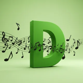 Black music notes — litera D (wariant 2)