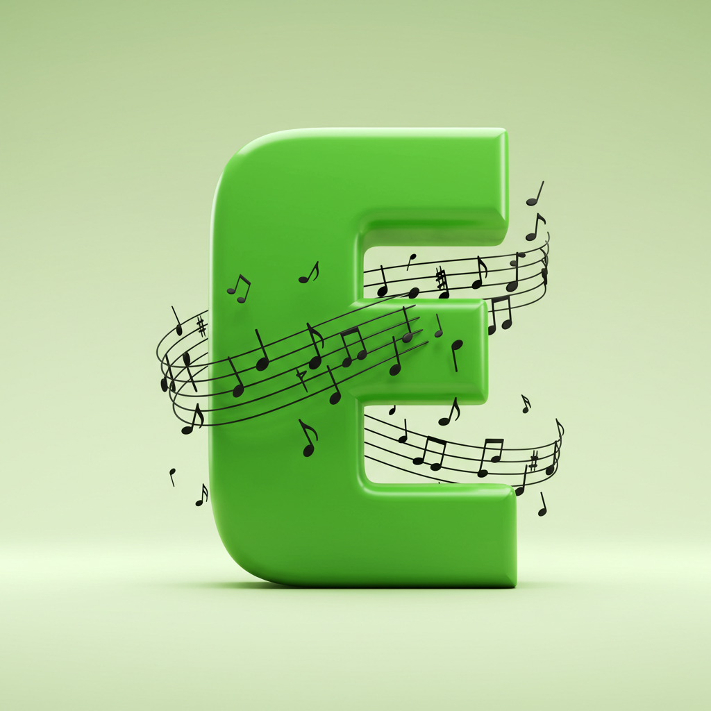 Black music notes — litera E