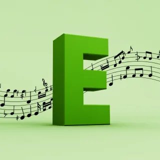 Black music notes — litera E (wariant 2)