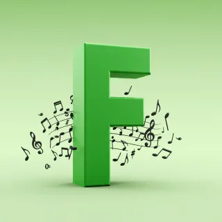 Black music notes — litera F