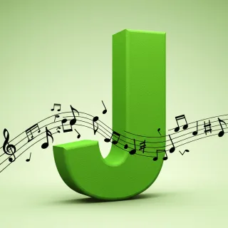 Black music notes — litera J