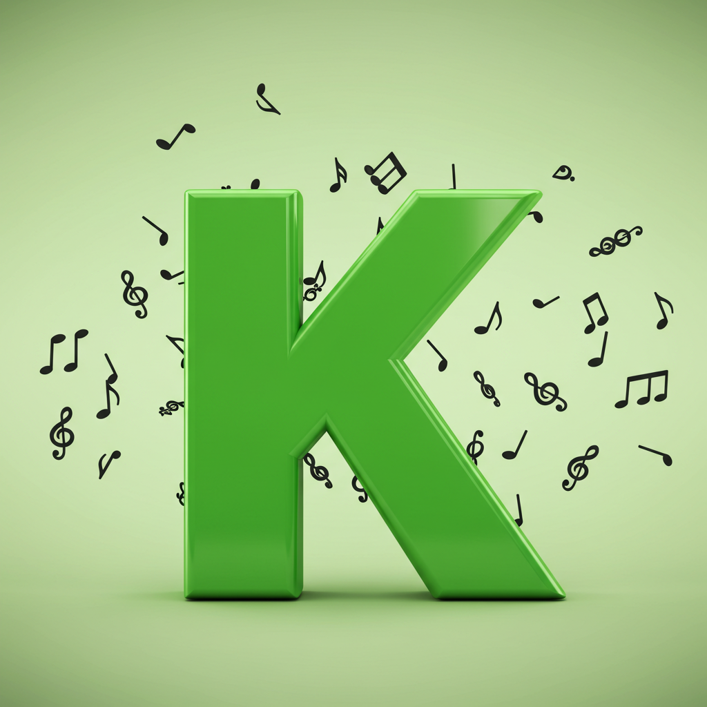 Black music notes — litera K (wariant 2)