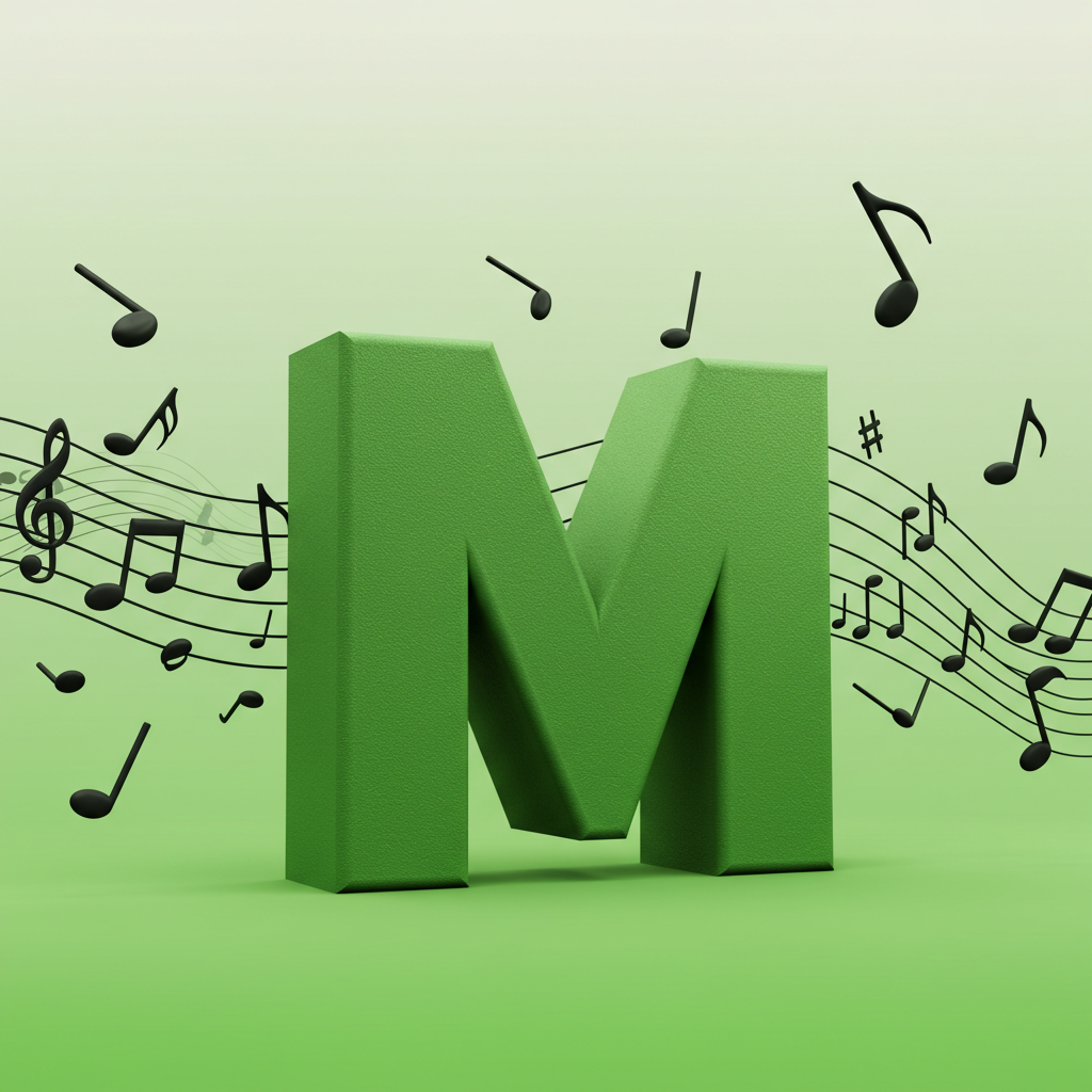 Black music notes — litera M (wariant 2)