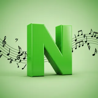 Black music notes — litera N