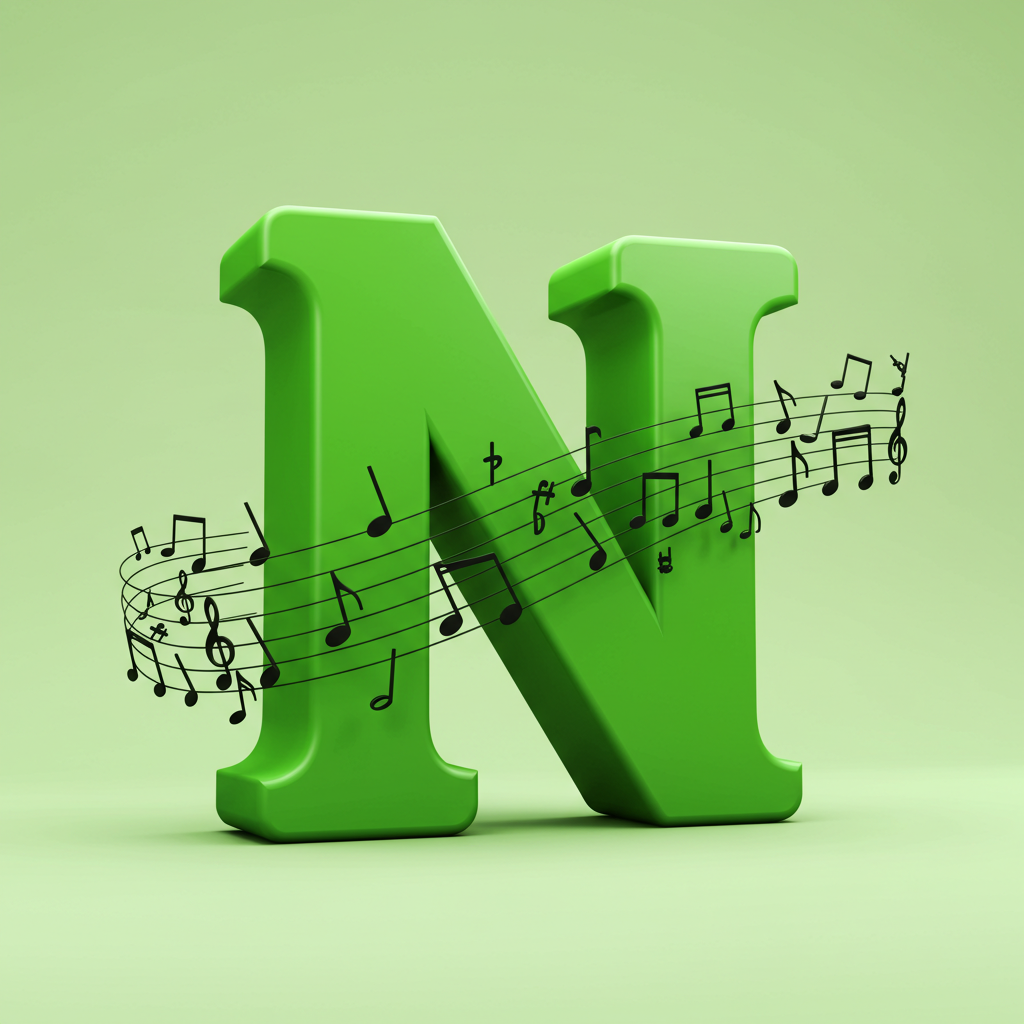 Black music notes — litera N (wariant 2)