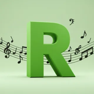 Black music notes — litera R