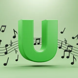 Black music notes — litera U (wariant 2)