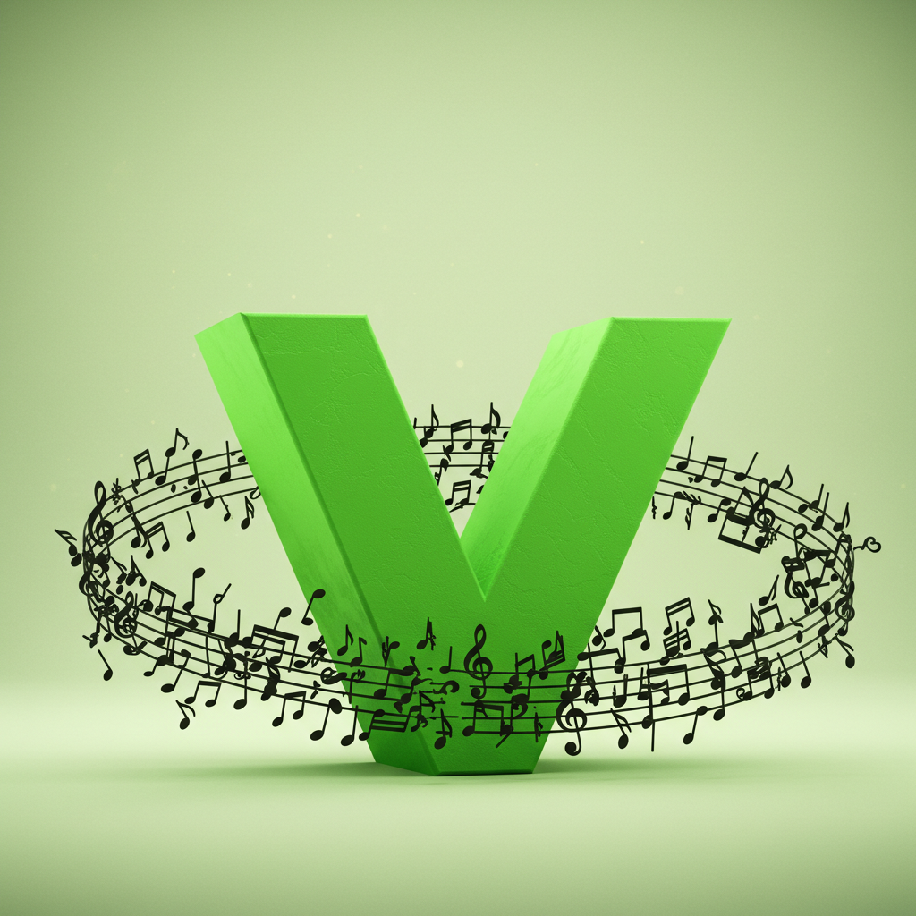 Black music notes — litera V (wariant 2)