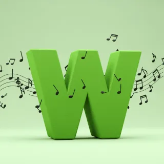 Black music notes — litera W