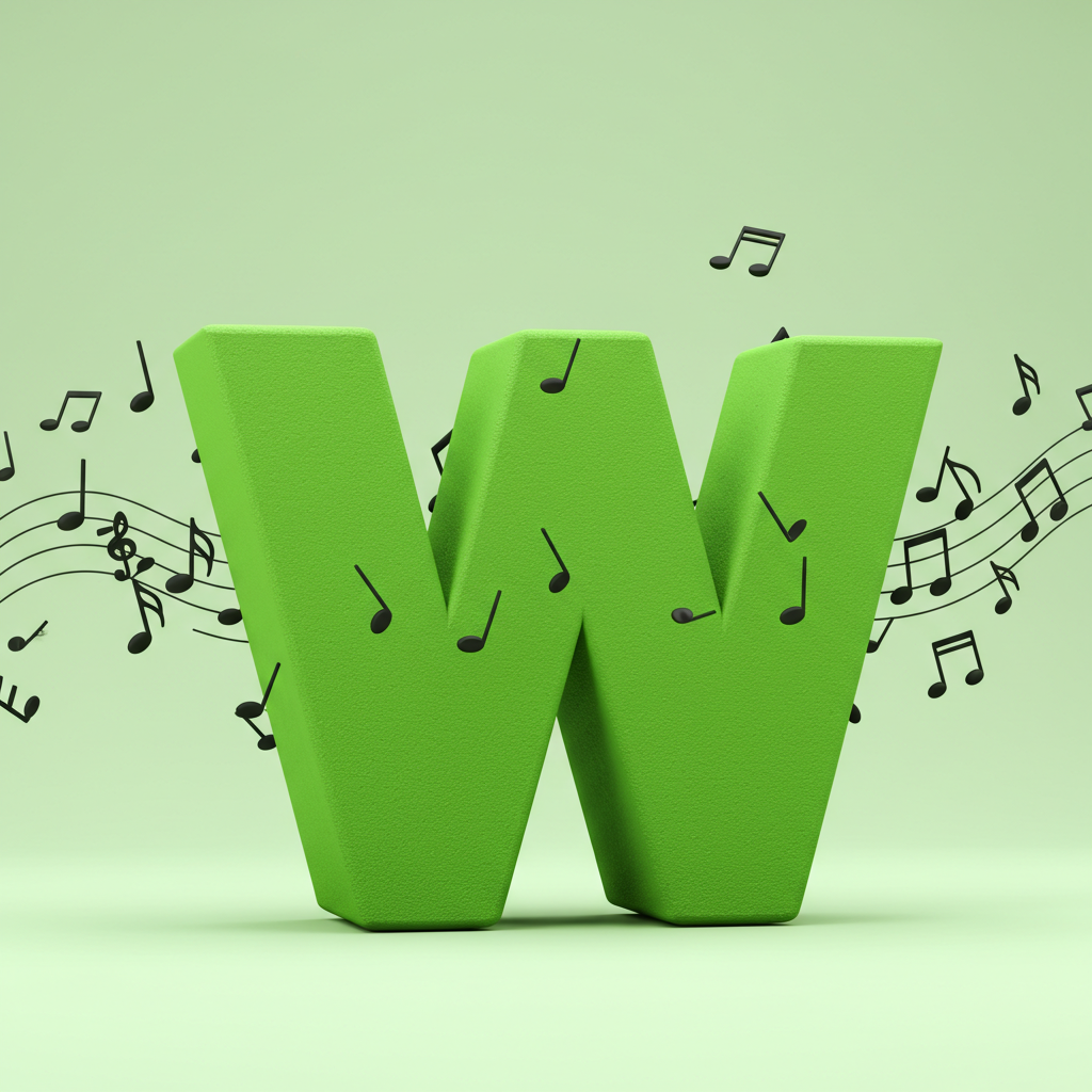 Black music notes — litera W