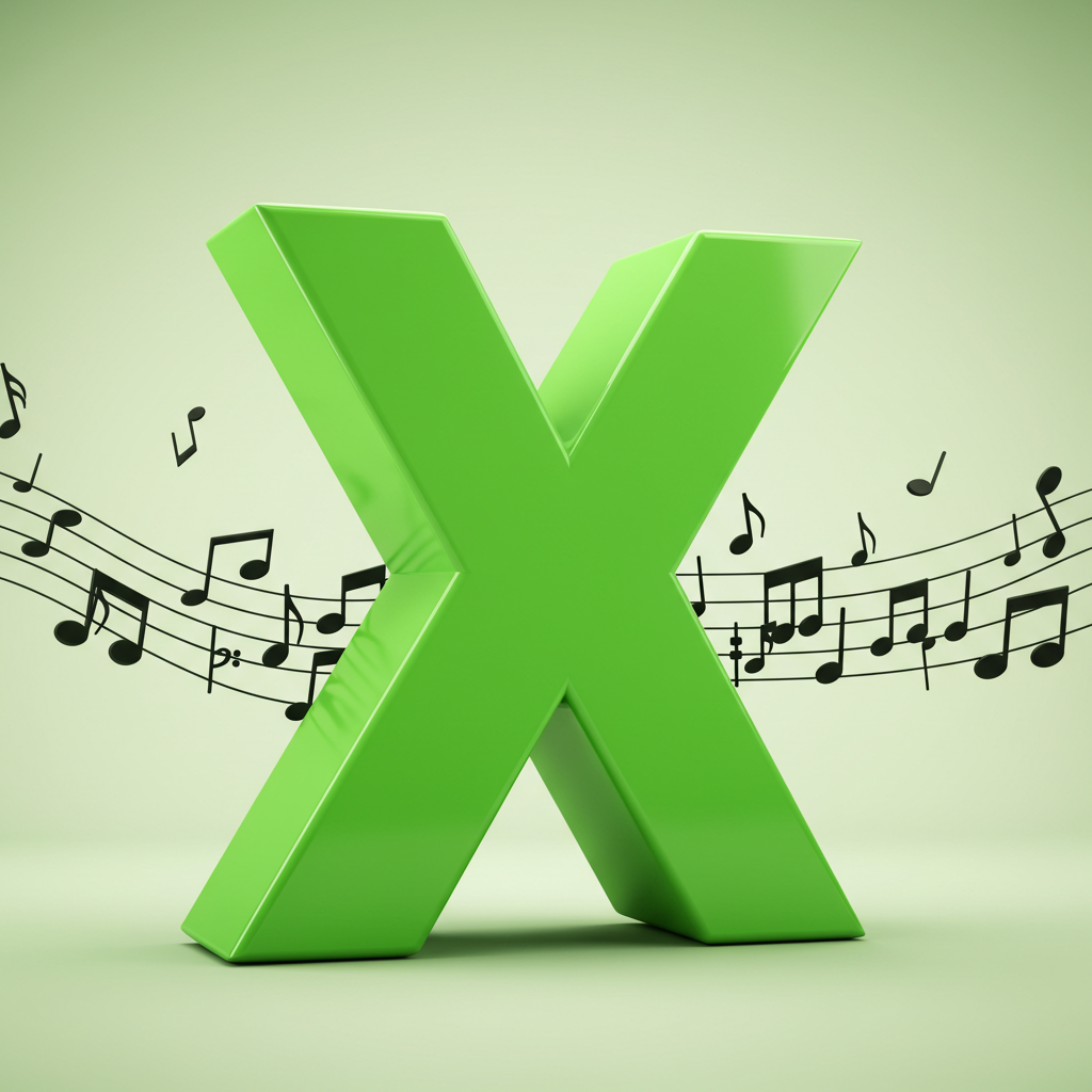 Black music notes — litera X (wariant 2)