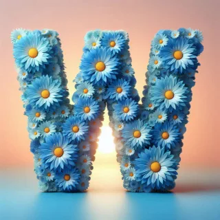 Blue daisy — litera W