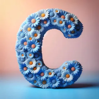 Blue daisy — litera C