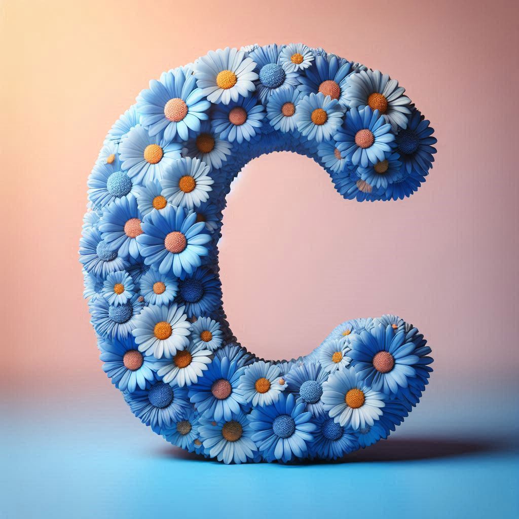 Blue daisy — litera C