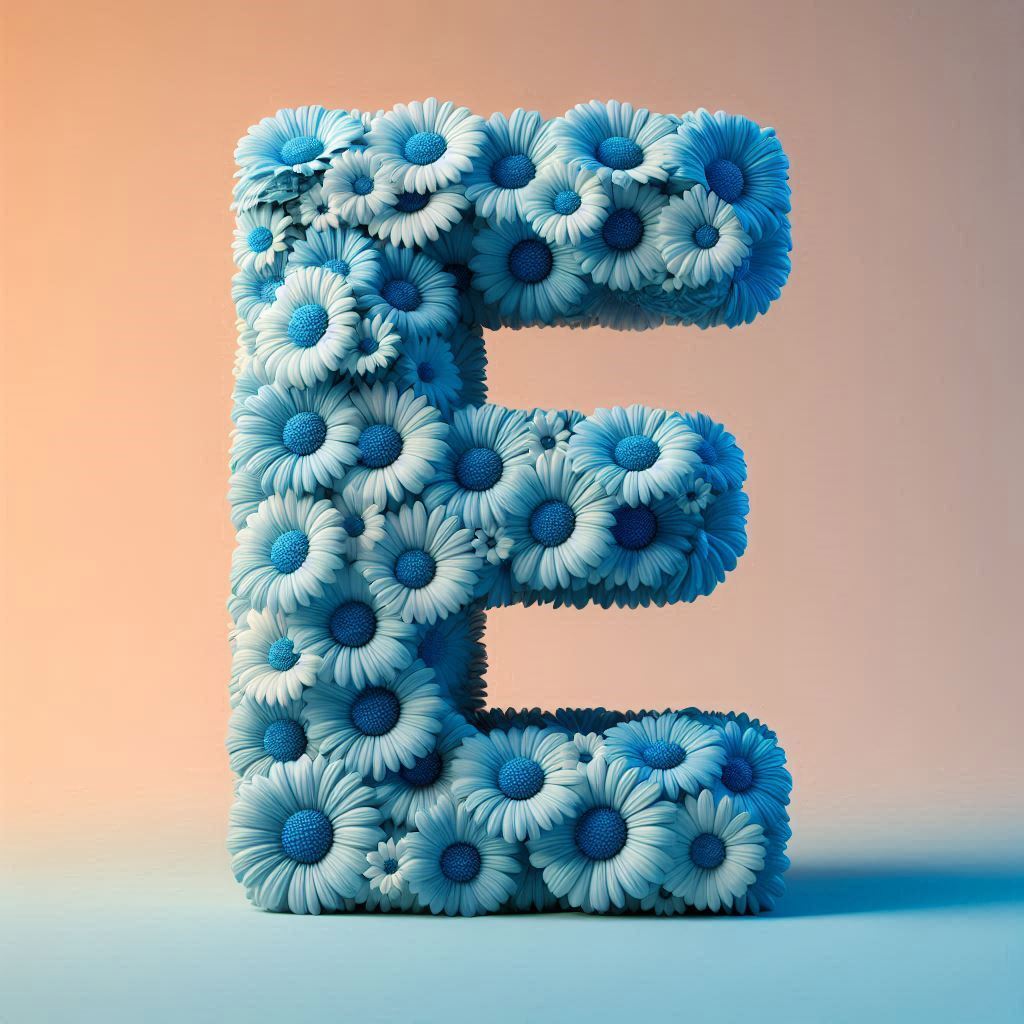 Blue daisy — litera E