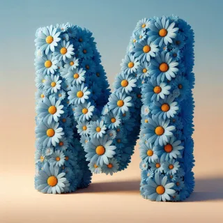 Blue daisy — litera M
